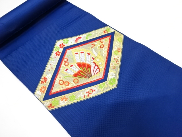 JAPANESE KIMONO / ANTIQUE BOLT FOR NAGOYA OBI / WOVEN KIKU & BUTTERFLY